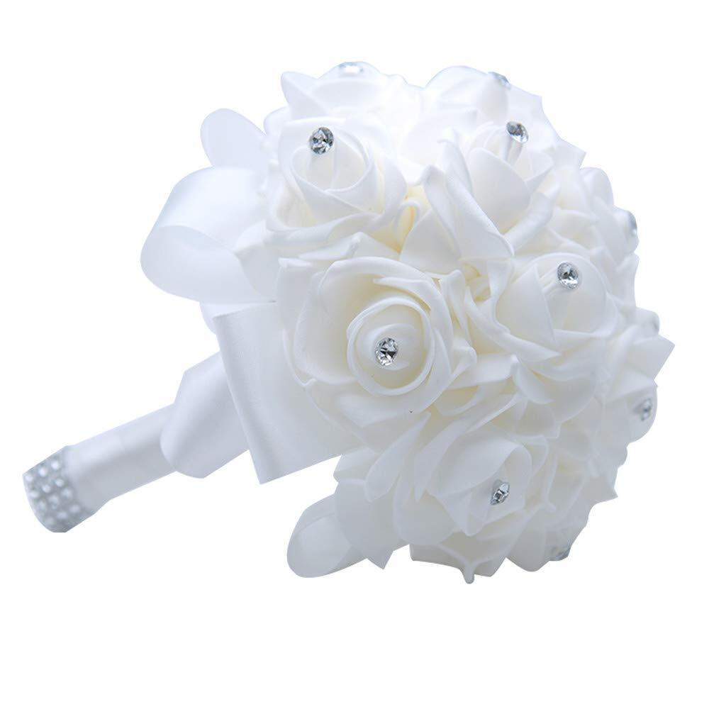 Wedding Bouquets Crystal PE Roses Bridal Bridesmaid Wedding Hand Holding Bouquet