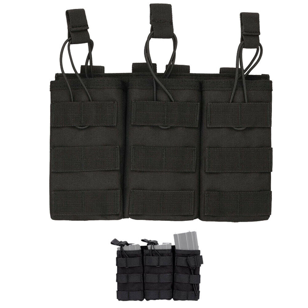 US 2-4 Tactical Molle Triple Magazine Pouch Nylon Open Top 5.56 .223 Rifle Mag