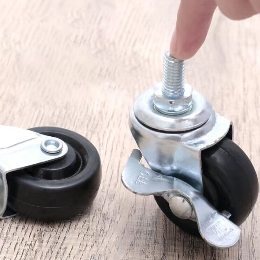 US 8-16 Pc 3 Inch Rubber Casters Heavy Duty Safety Brake Wheel For Shelving Rack