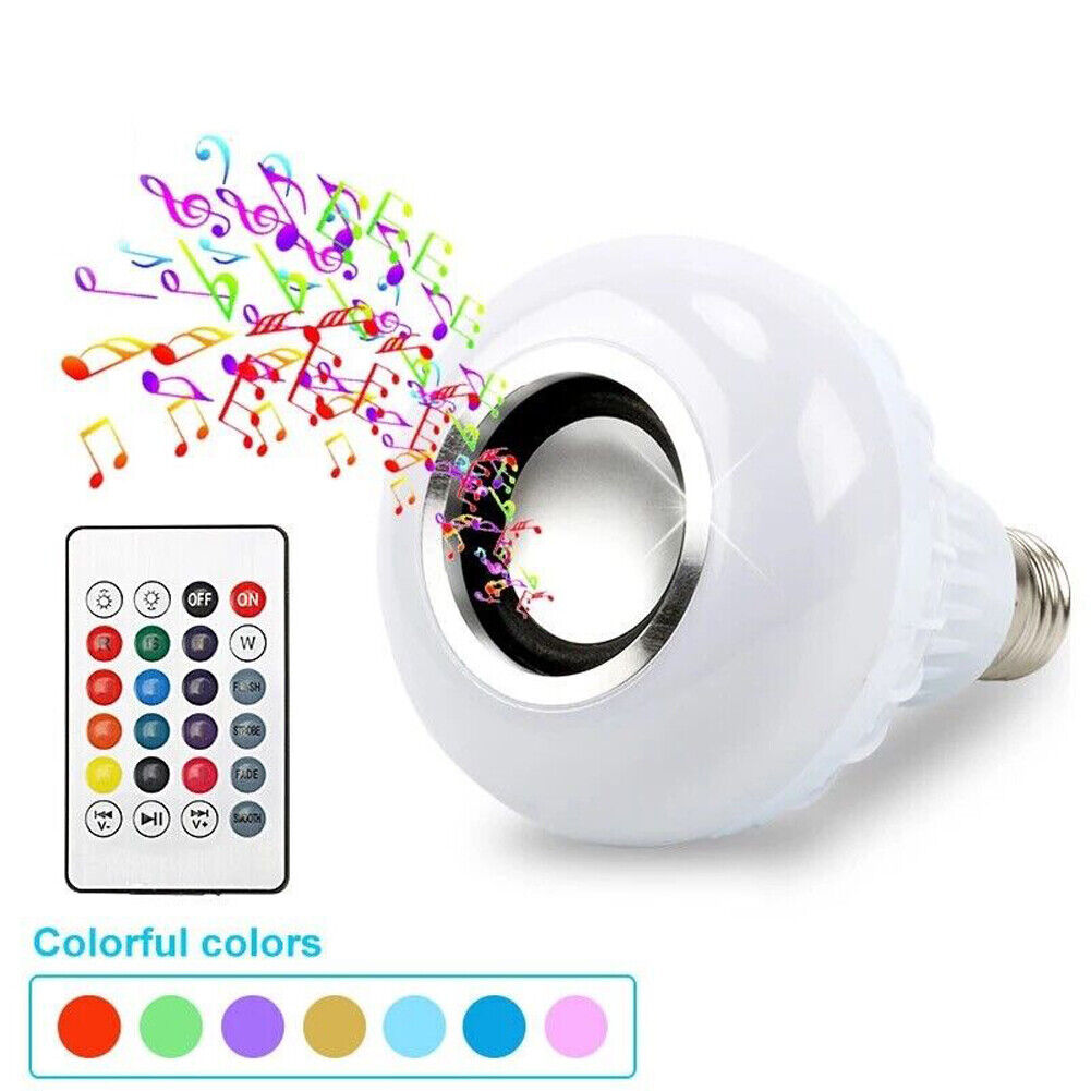 US 2-4 Pcs Wireless Bluetooth Light Bulb Speaker RGB E27 Smart Music Lamp Remote