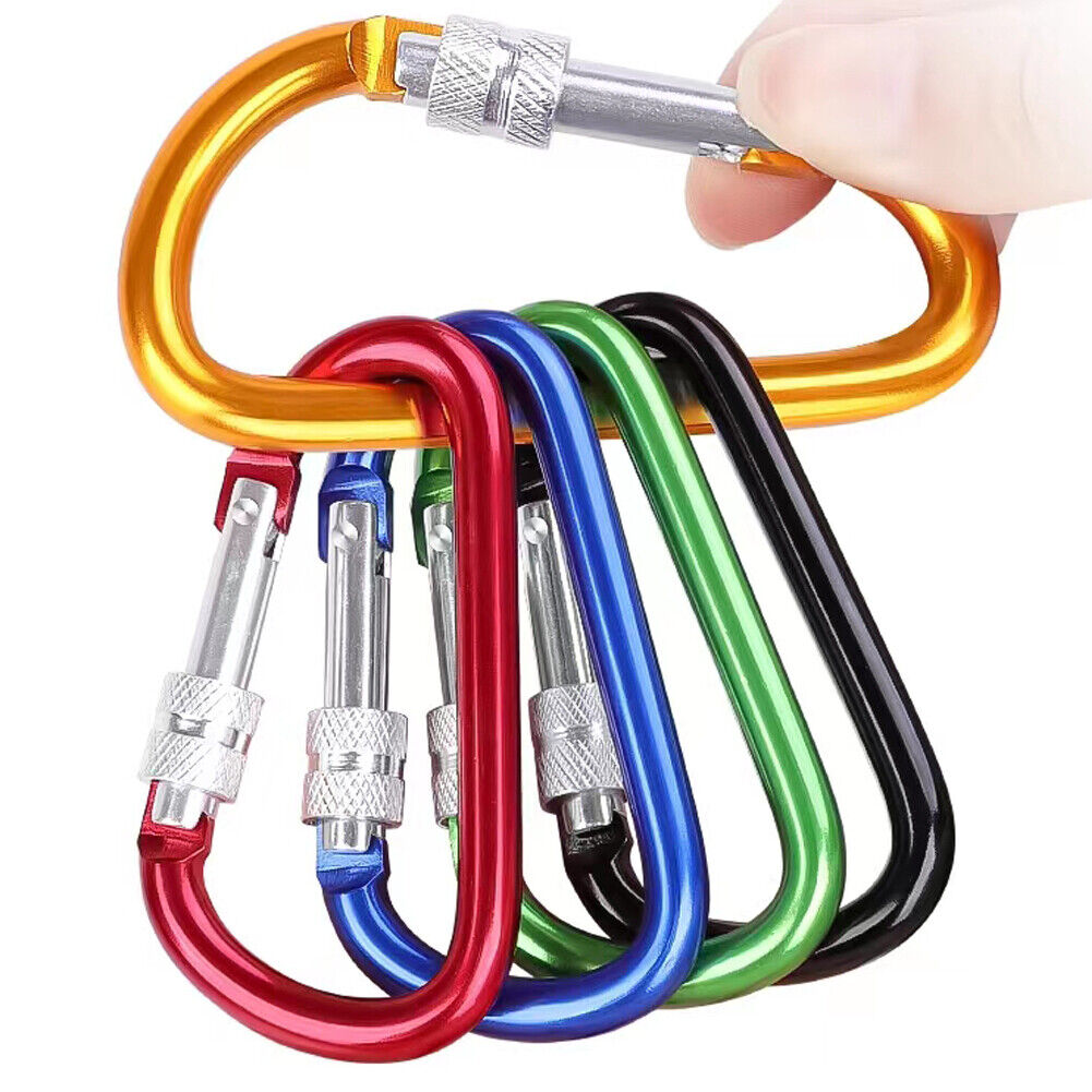 US 5-10 Pcs Carabiners Clip Multicolor 3 Inch Locking D Ring Shape Clips Fine