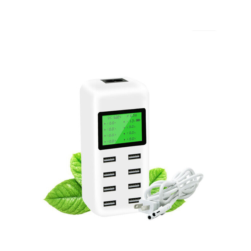 US 1-2 Pcs Multiple USB Charger 8-Port Charging Station Quick Charge LCD Display