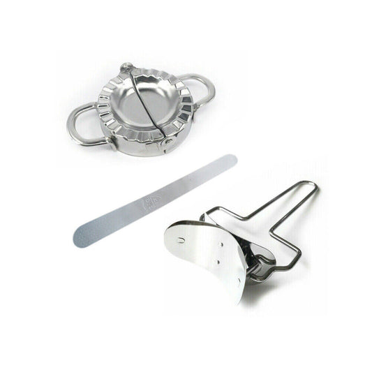 US 1-2 Pack Stainless Steel Dumpling Maker Mold Set Wraper Dough Gyoza 3Pcs