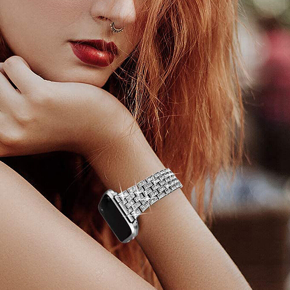 US Luxury iWatch Strap Metal Diamond For Apple Watch Series 1 to 7 38/40/42/44mm