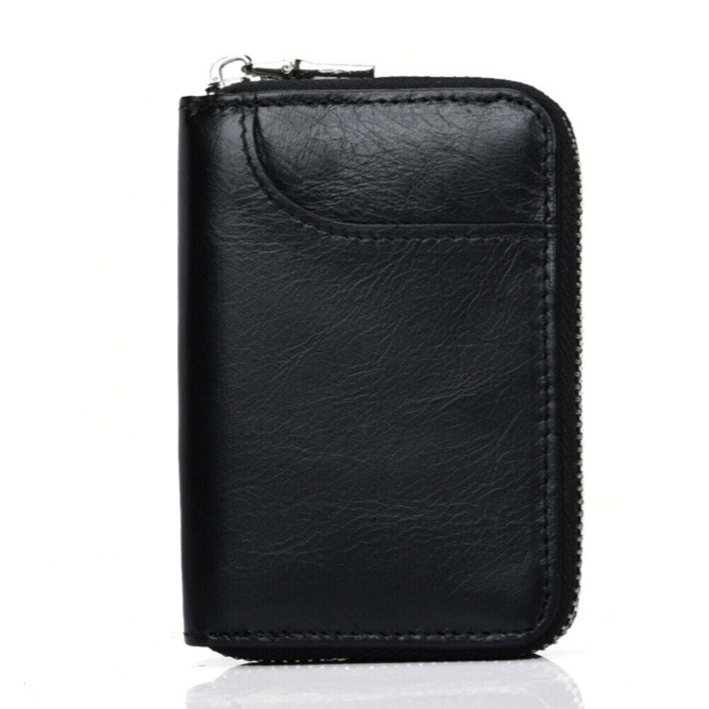 US 1-2 Pc Leather Zipper Slim Wallet RFID Blocking Credit Card Holder Thin Purse