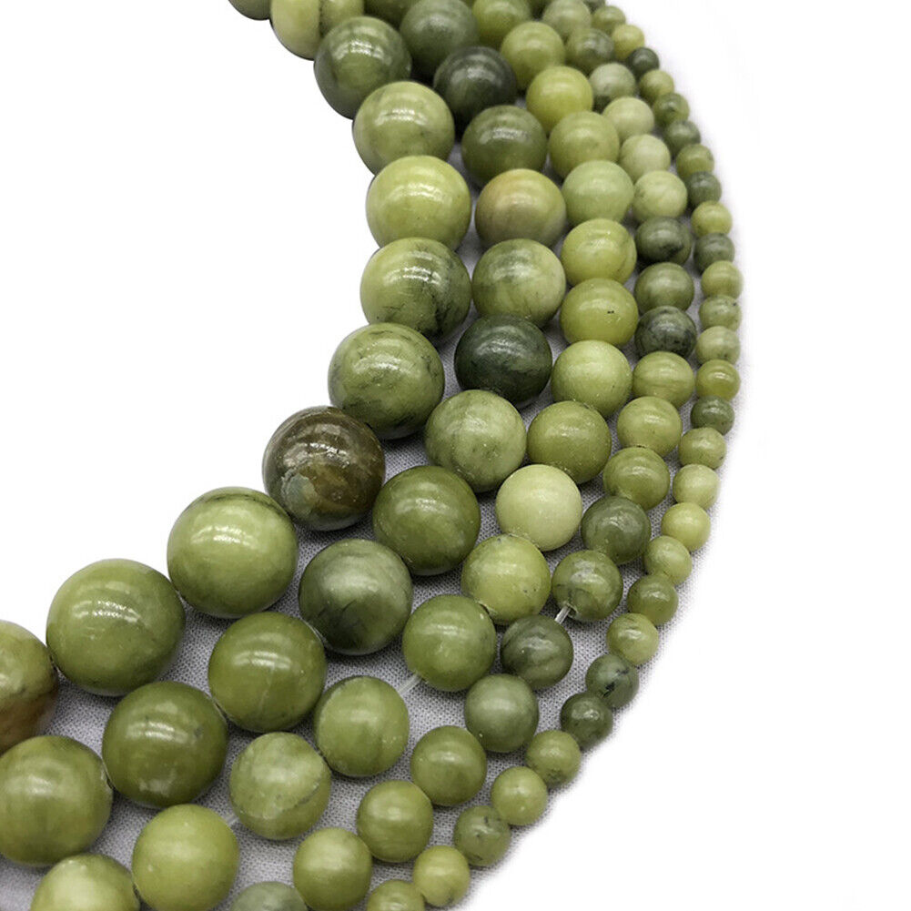 US 6/8/10MM Natural Stone Green Jade Peridot Round Loose Beads For DIY Jewelry