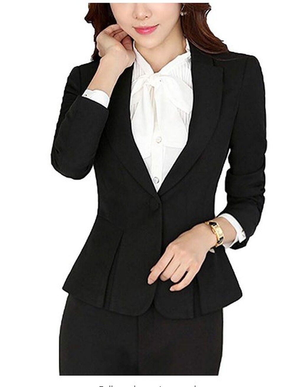 Womens Stylish Split Work Jacket Slim Fit Office Suit Set (Blazer+Blouse+Pants)