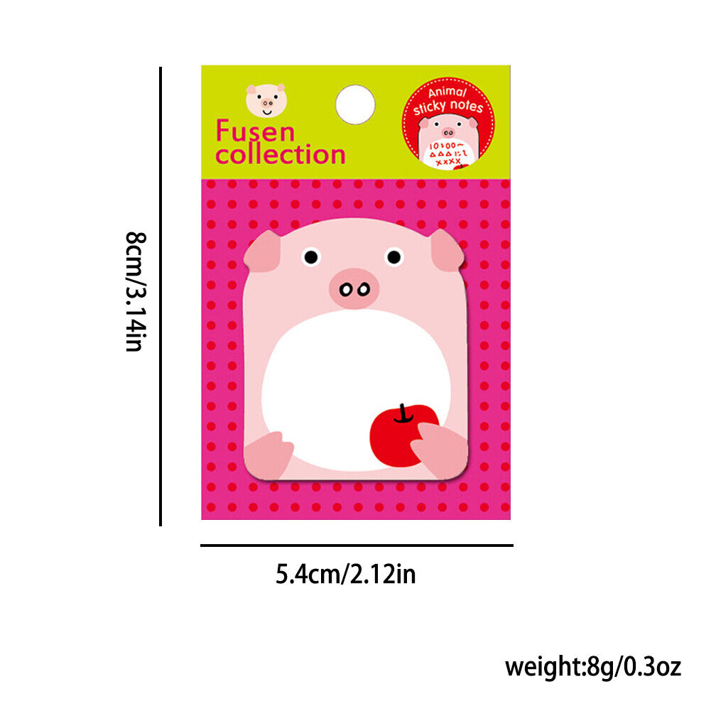 US 16-32 Pcs (320-640 pages Total) Sticky Notes Cute Animal-Shaped Bookmark Pads