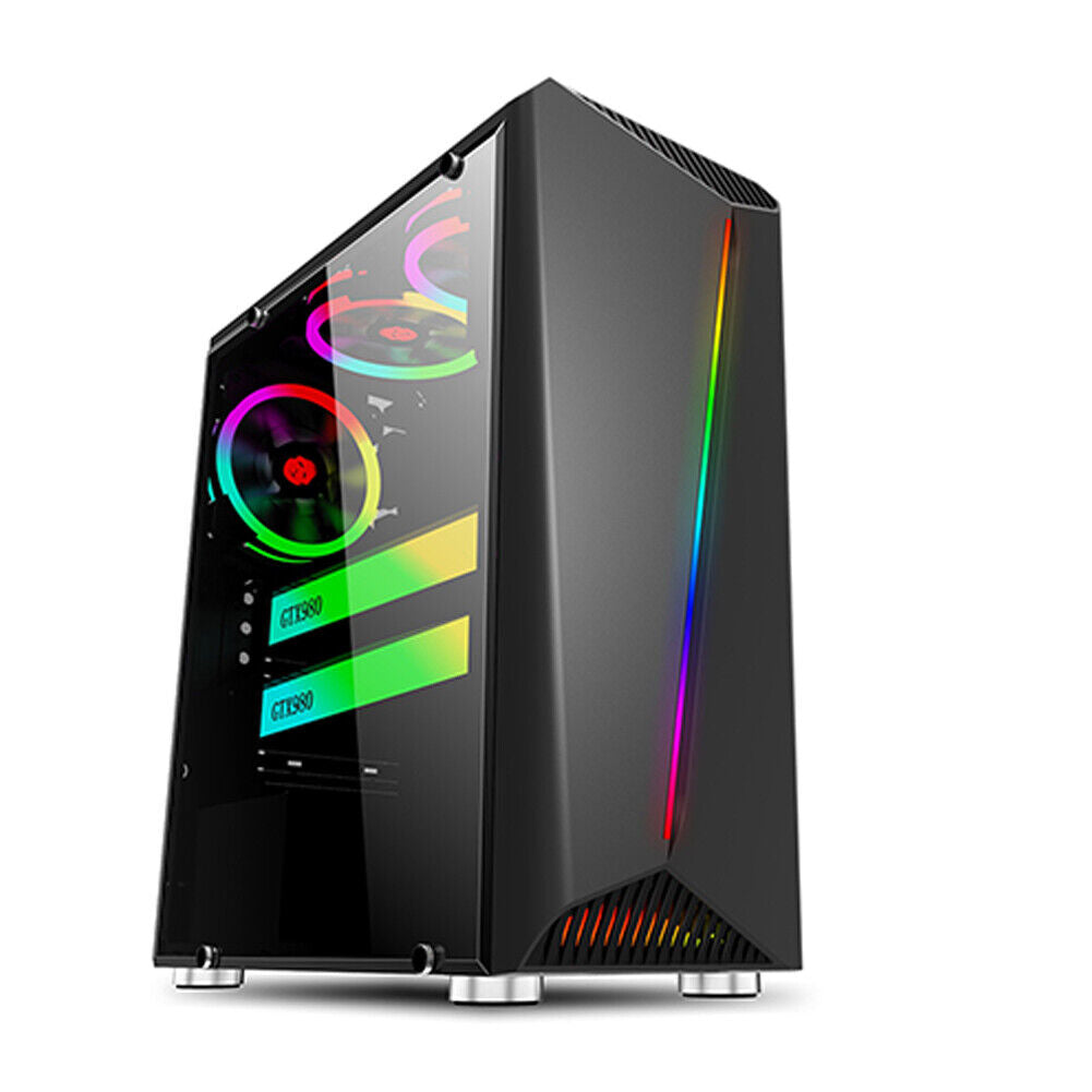 US ATX/MATX/ITX Mid Tower Case Side Panel Black White PC Gaming Computer Case