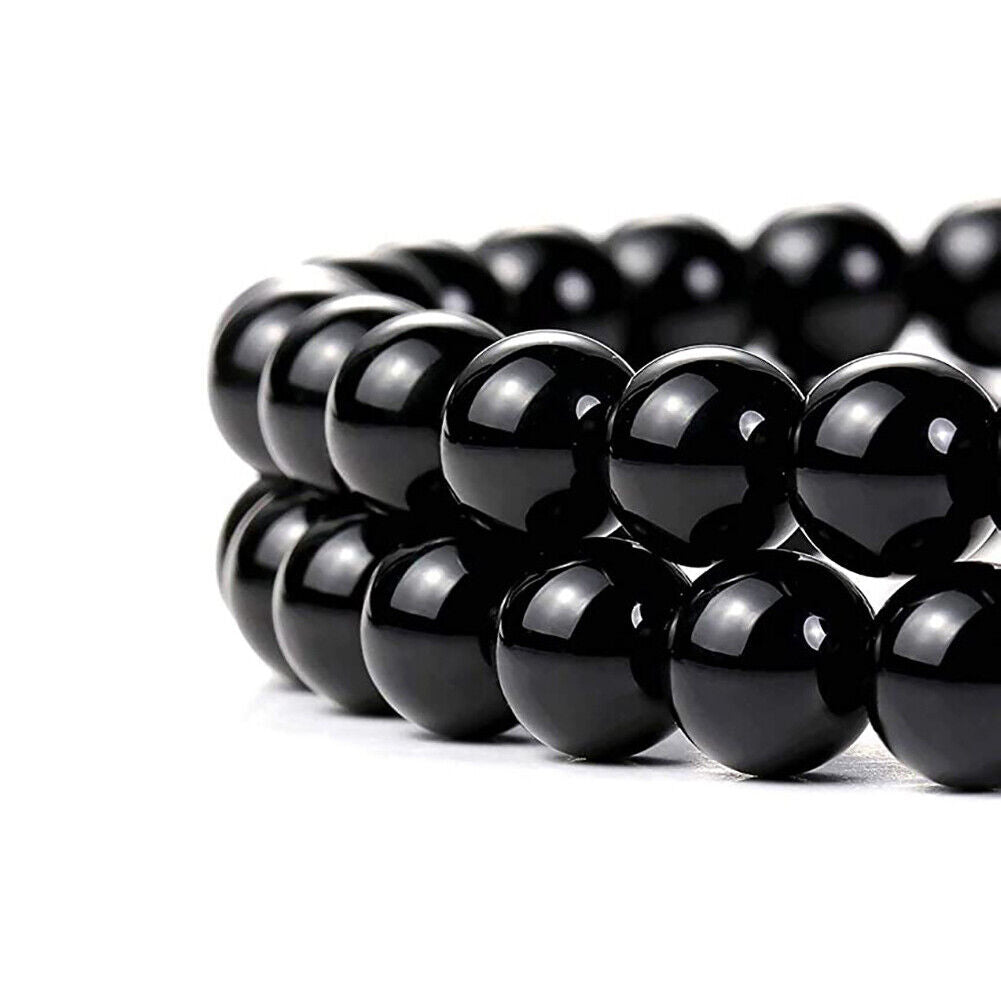 US 5 Strands Black Matte Onyx Bead Natural Frosted Gemstone Agate Round Necklace