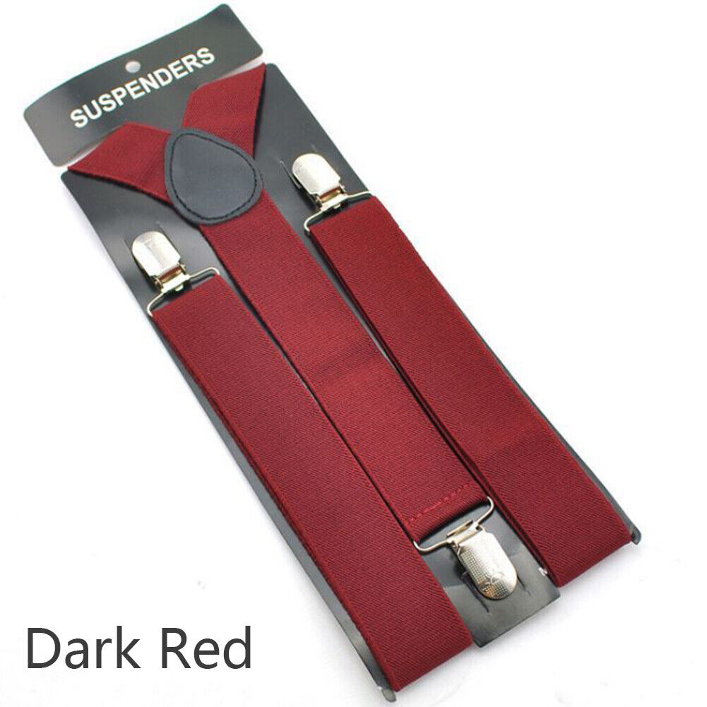 US 4 Pack Wide Suspenders For Mens Adjustable Clip-On Y-Back Heavy Duty Black