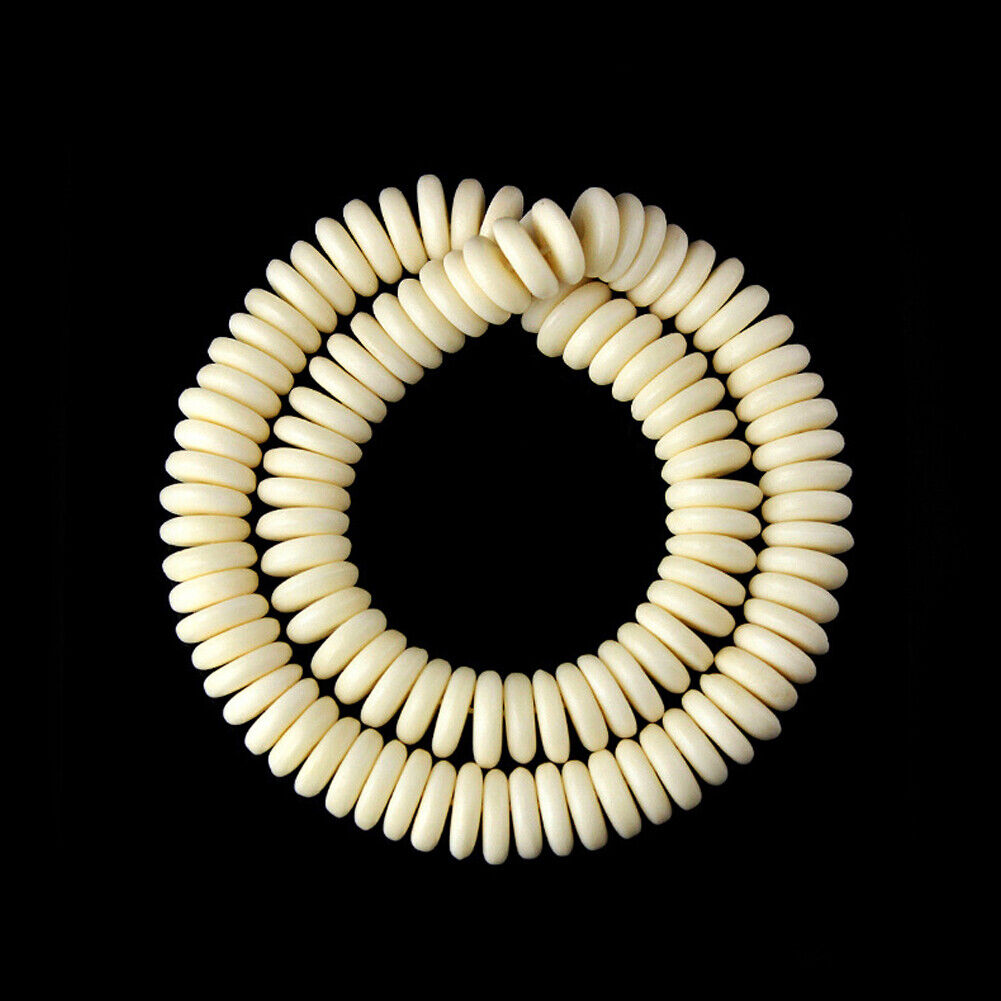 US 100 Pack BoneBeads White/Off White Ox Flat Disc Rondelle Beads 3*8mm