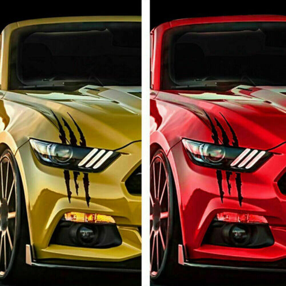 US 2-4Pc Monster Claw Mark Scratch Car Headlight Sticker Stripe Reflective Decal