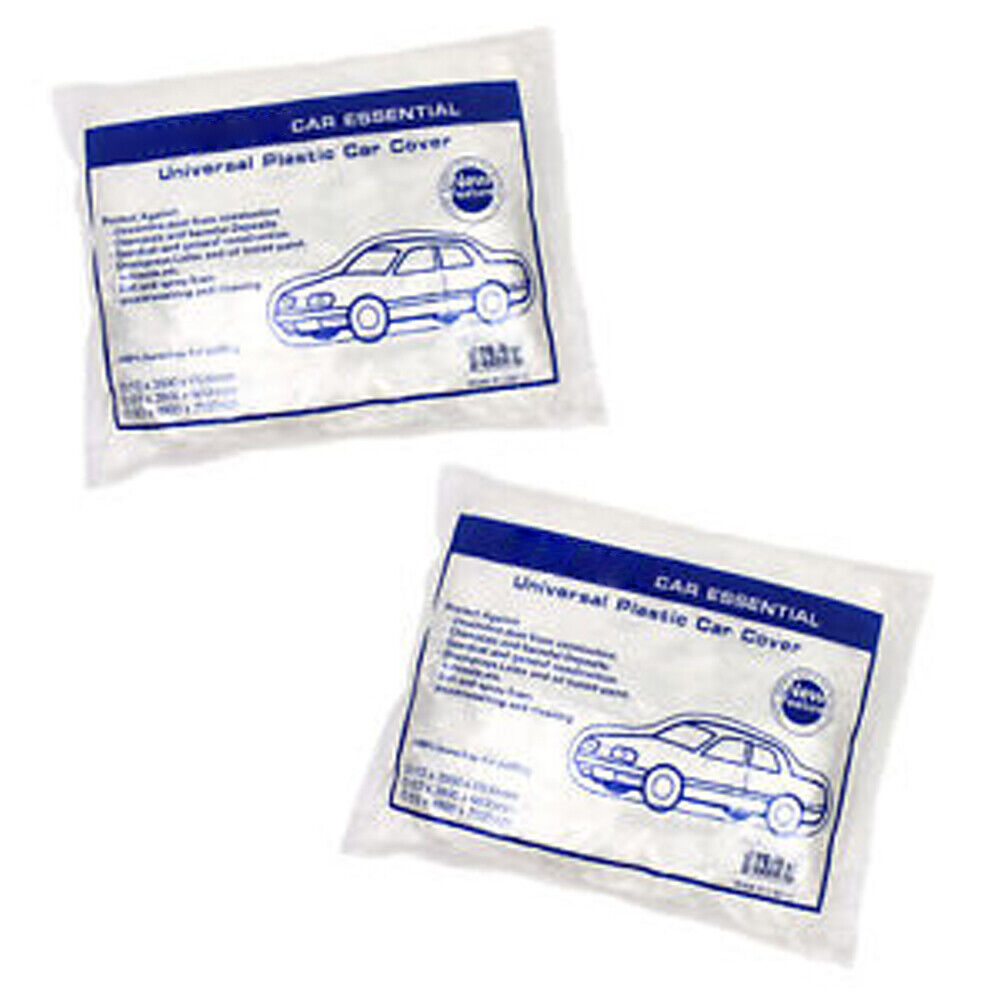 US 5-10Pc Clear Plastic Car Cover Dust Rain Elastic Band Disposable Auto Protect