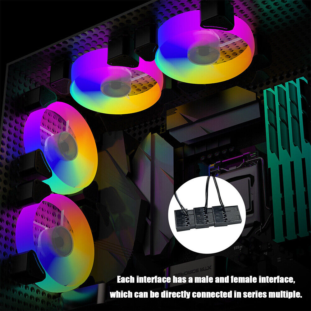 US 4-8 Pcs Computer Gaming Case RGB LED Fans Cooling Quiet Colorful Frame 120mm