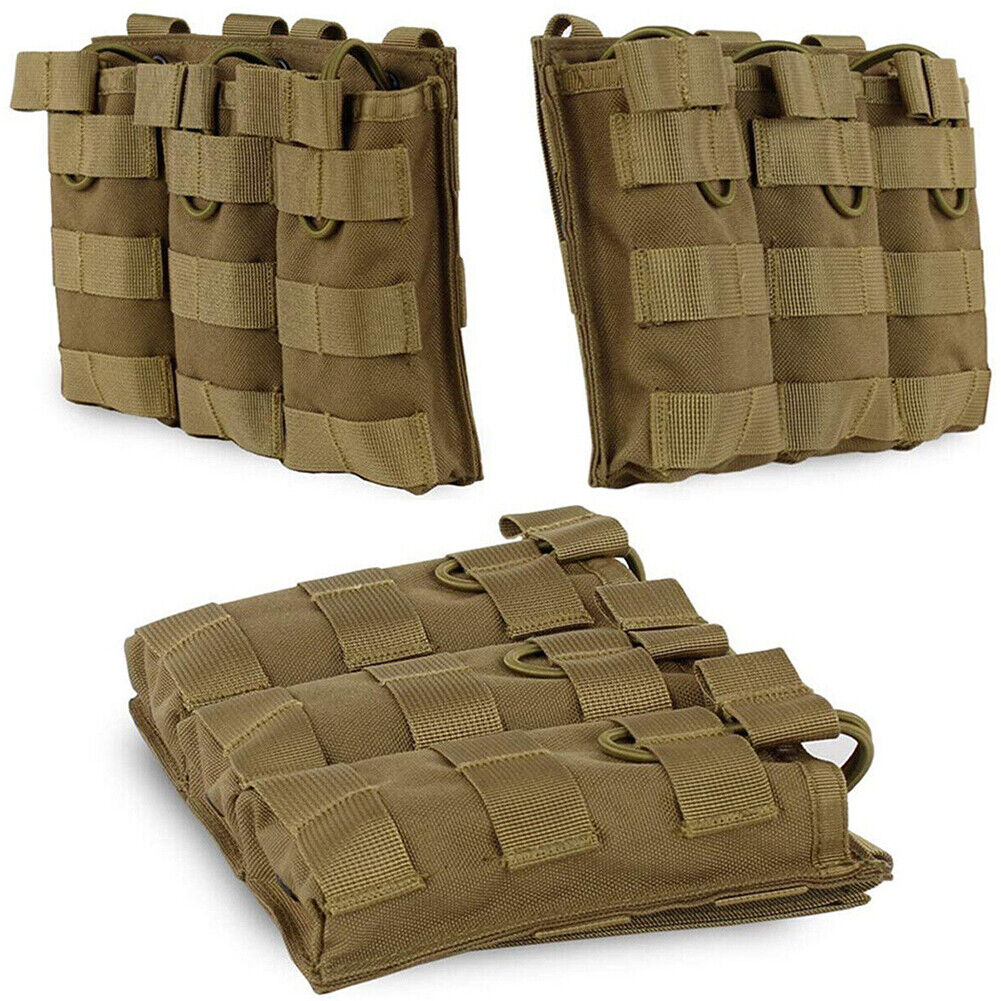US Tactical Molle Triple Magazine Pouch Nylon Open 5.56 .223 Rifle Mag Holder