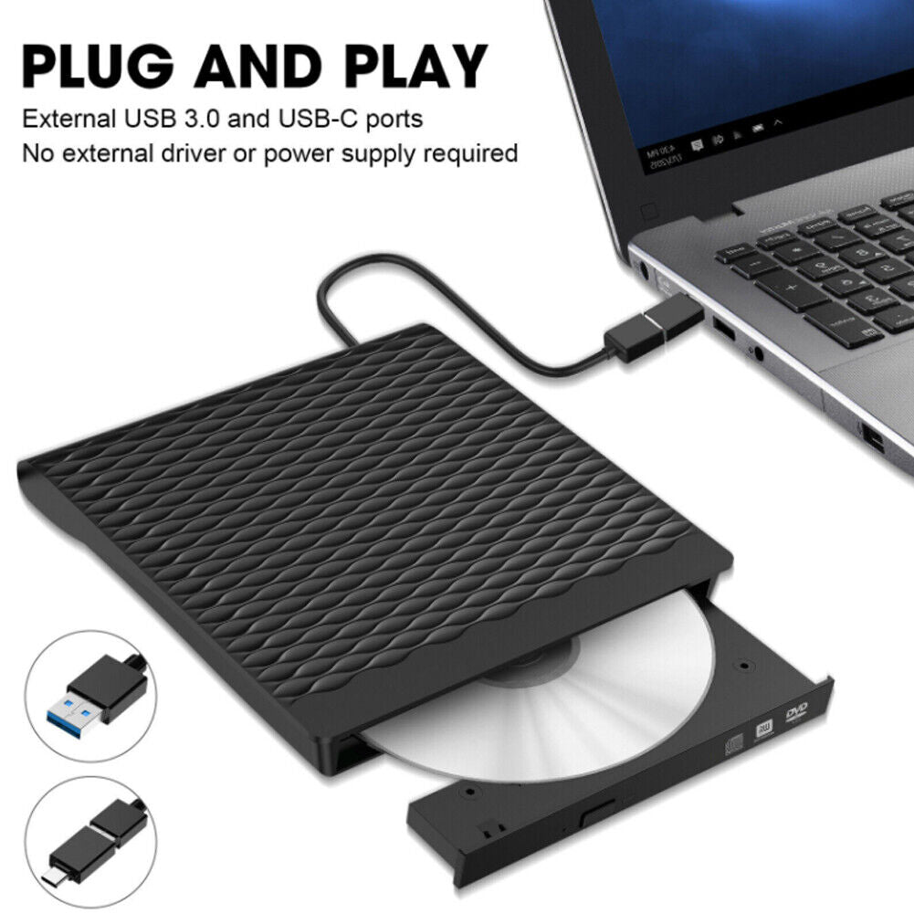 US 1-2 Pack Portable USB 3.0 External CD DVD Drive Burner Writerr Writer Laptop