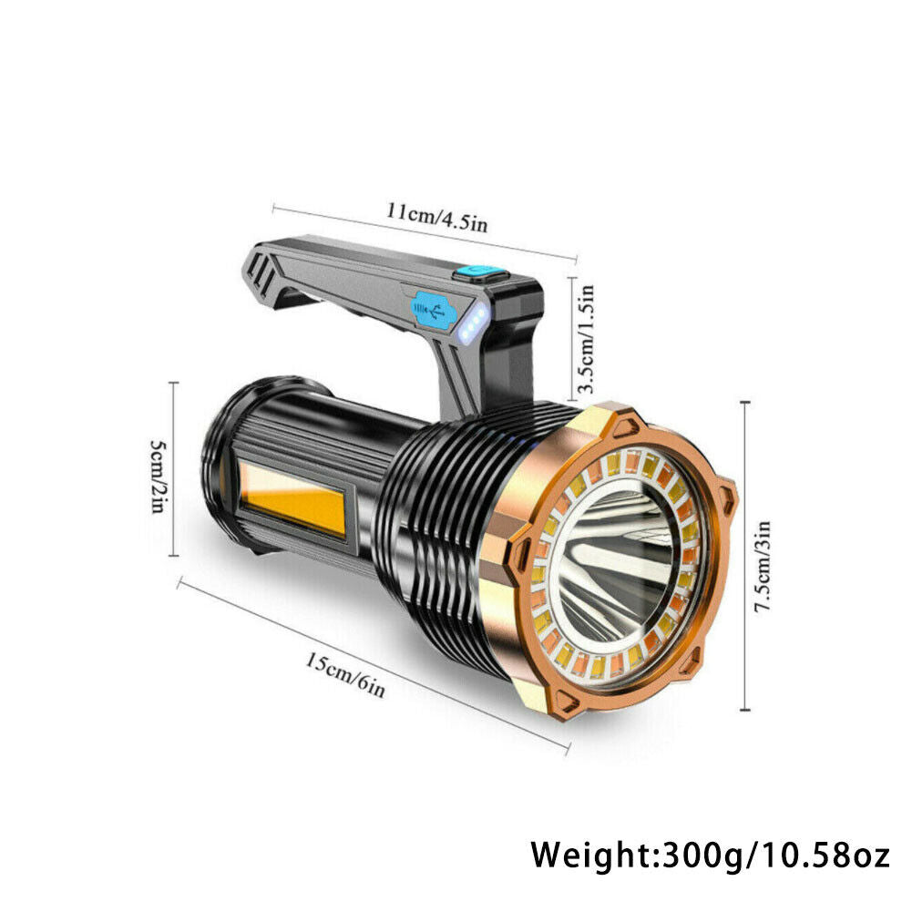 US 1-2 Pack Flashlight USB Rechargeable High Lumens Tactical Sidelight Handheld