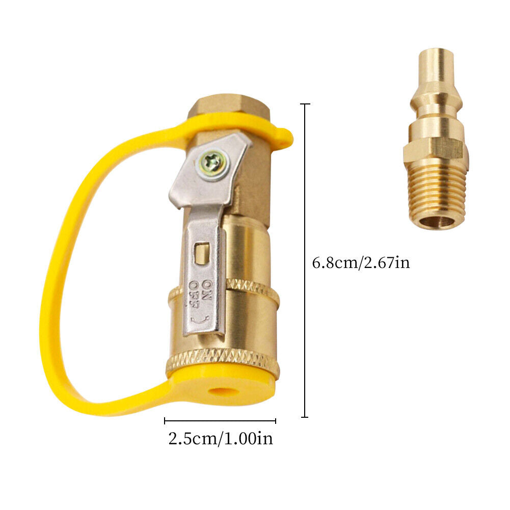 US 2 Pc 1/4" Quick Connect Propane Hose Adapter for RV to Grill Brass Pipe