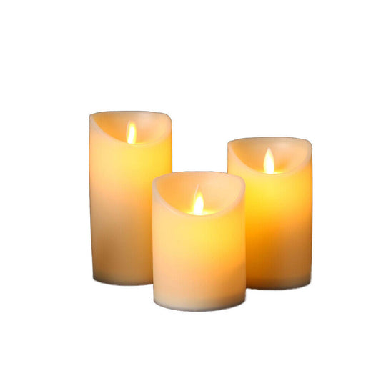 US 3-6 Pcs Set Flickering LED Wax Pillar Flameless Candles Remote Control Timer