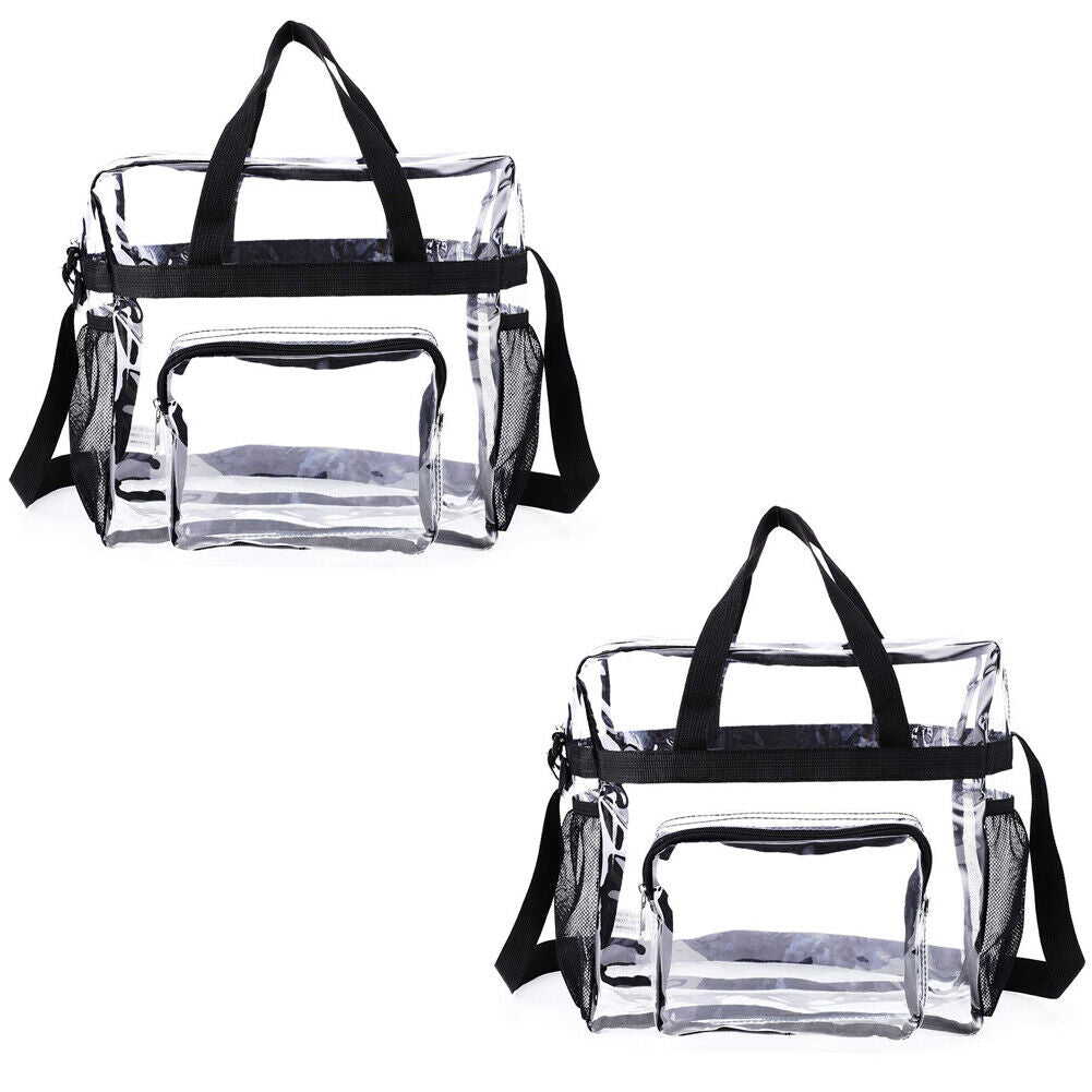 US Clear Transparent Tote Bag PVC Zipper Stadium Approved Shoulder Handbag Purse
