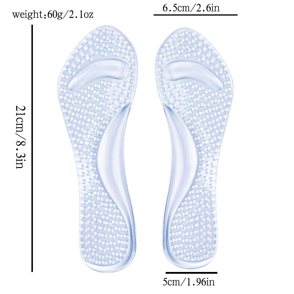 US 2-4 Pairs Massaging Silicon Gel Insoles Relief Pain High Arch Support Insole