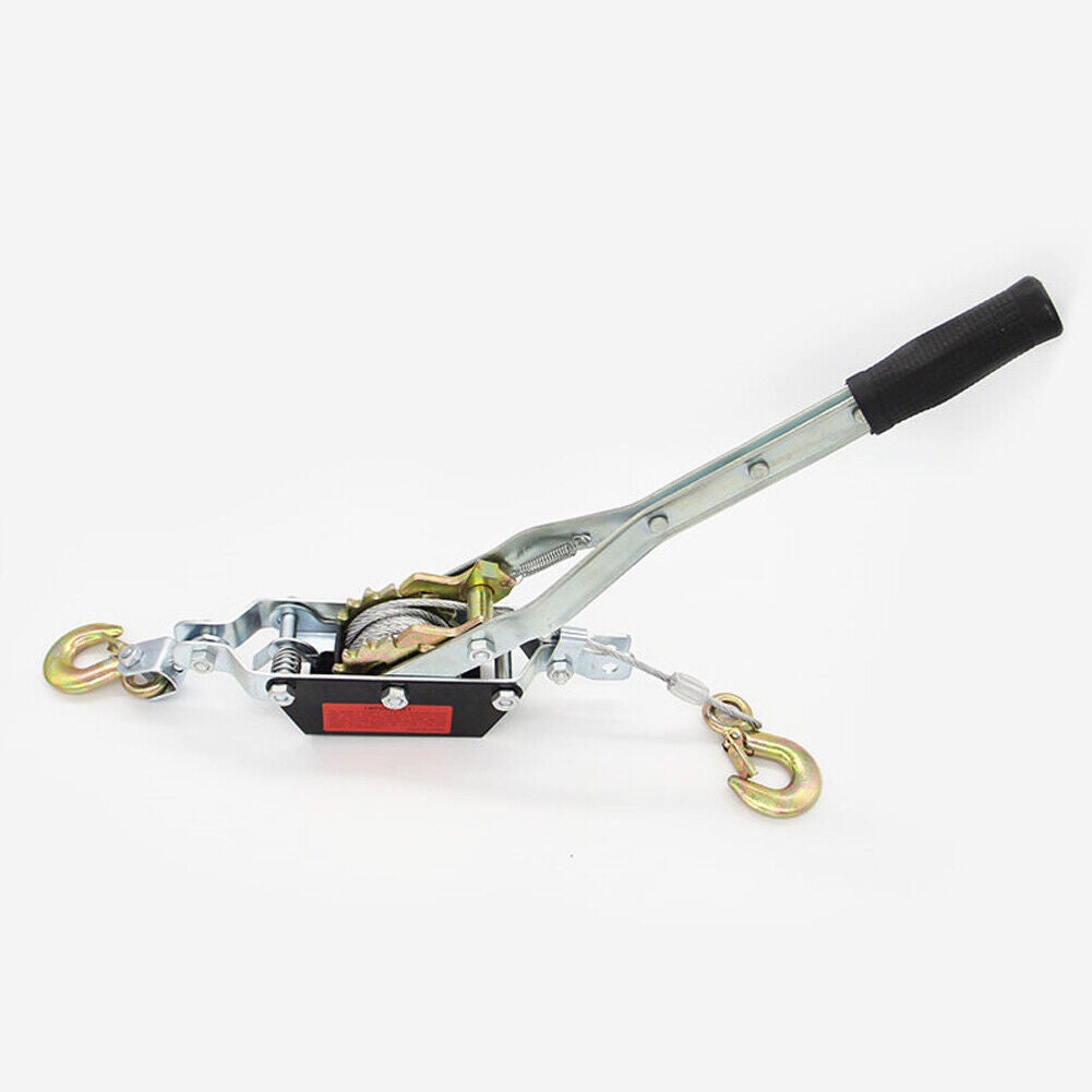 US 2 Ton Gear Hand Cable Puller Car Trailer Tow Hooks 4400 lbs Come along tighte