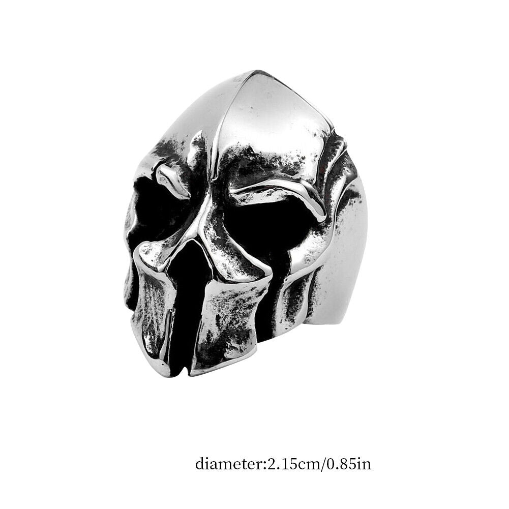 US 2 Pack Biker Gladiator Spartan Helmet Men's Stainless Steel Ring Size 8-12