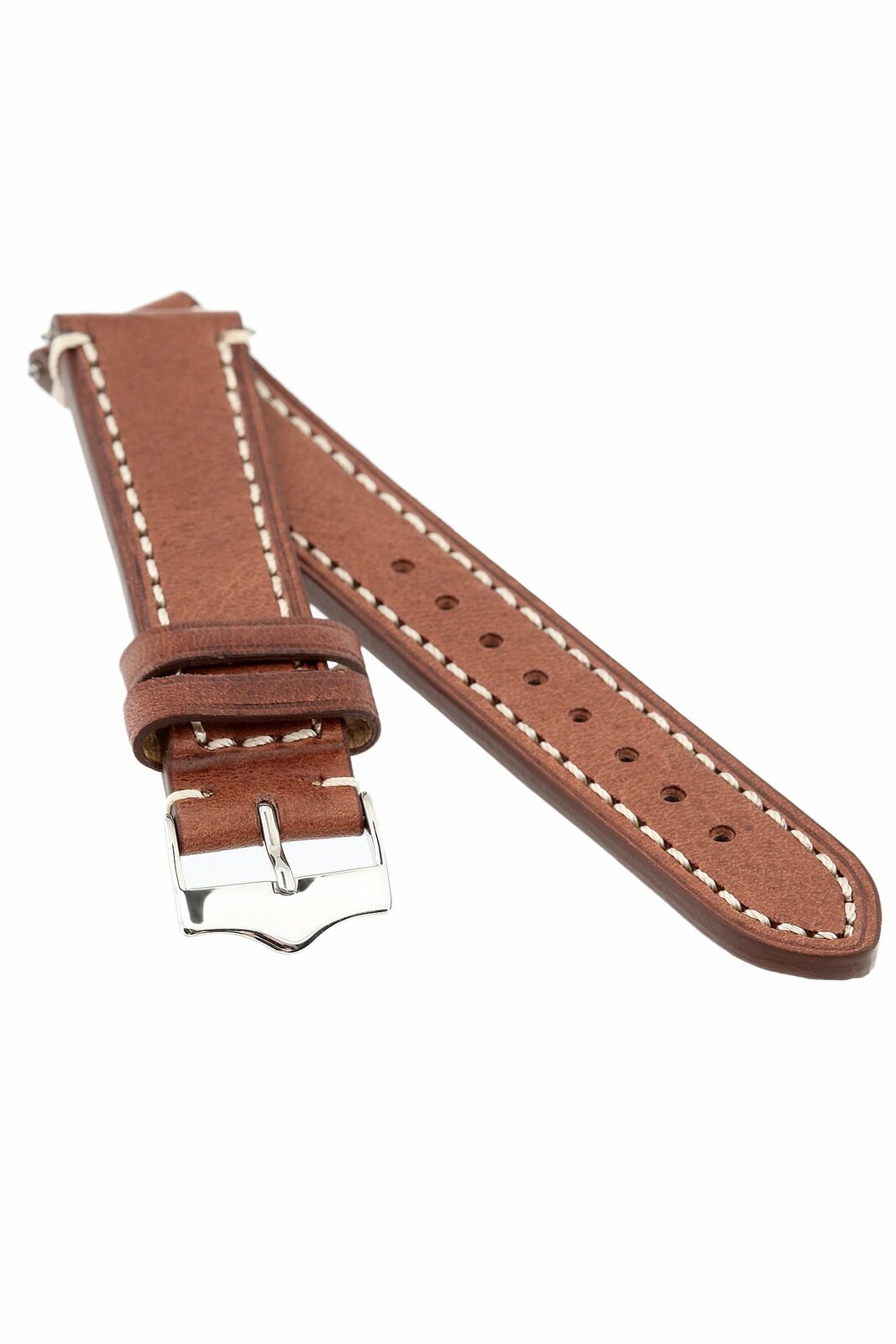 Signature 20 mm watch band Replacement watch strap Genuine Leather Silver buckle