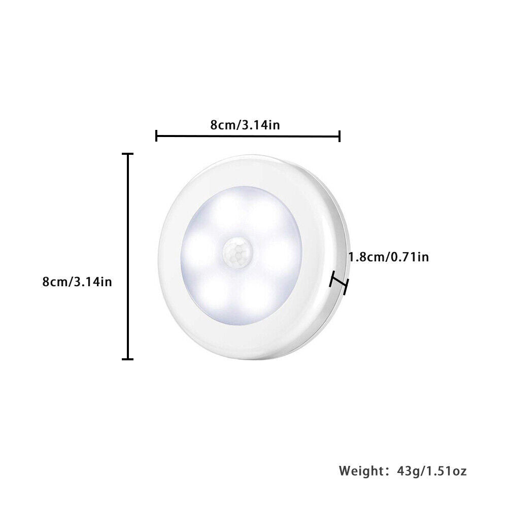 US 4-8 Pcs Motion Sensor Light Closet Battery Powered LED Night Step Indoor Wall