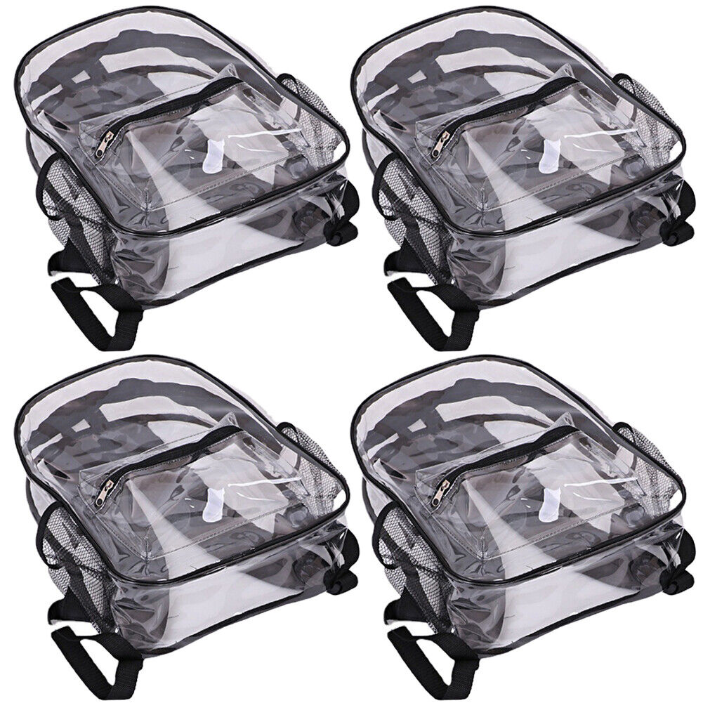US 2 Pack Heavy Duty Clear Transparent Backpack See Through Book-bag