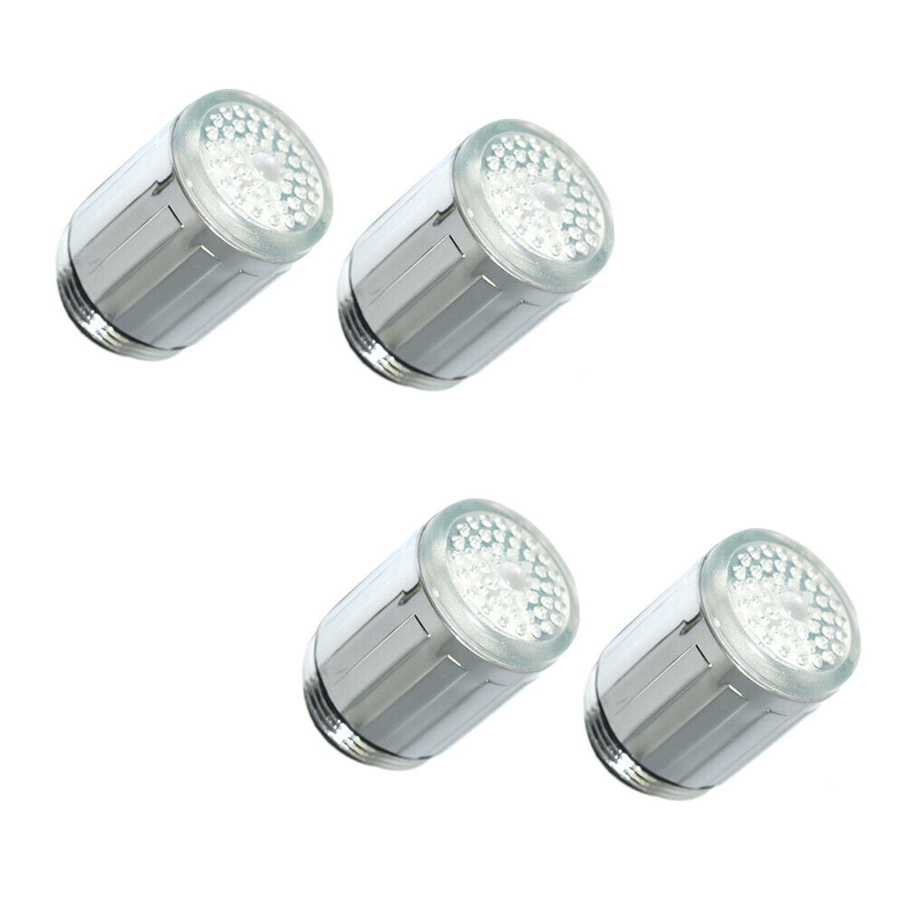 US 2-4 Pc LED Water Stream Faucet 7 Colors Changing Light Shower Spout Sink Tap