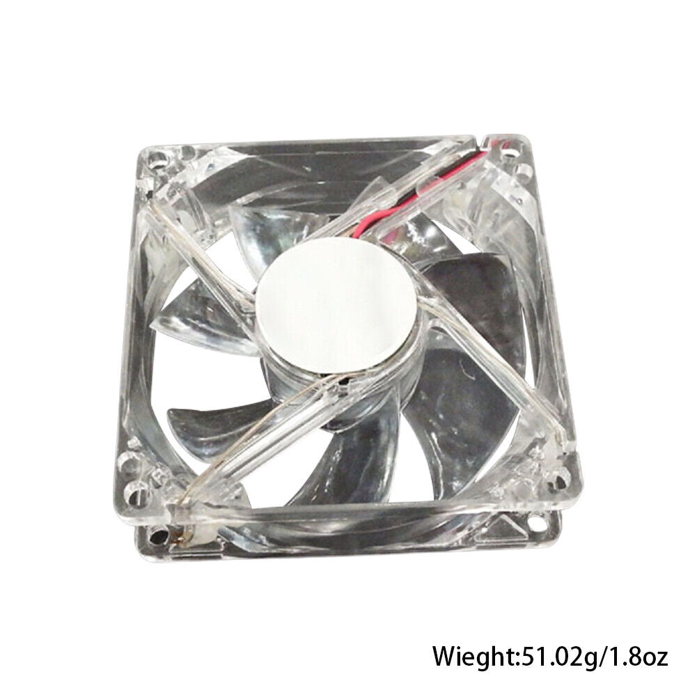 US 2-4 80mm Computer PC Clear Case Cooling Fan With LED - Blue