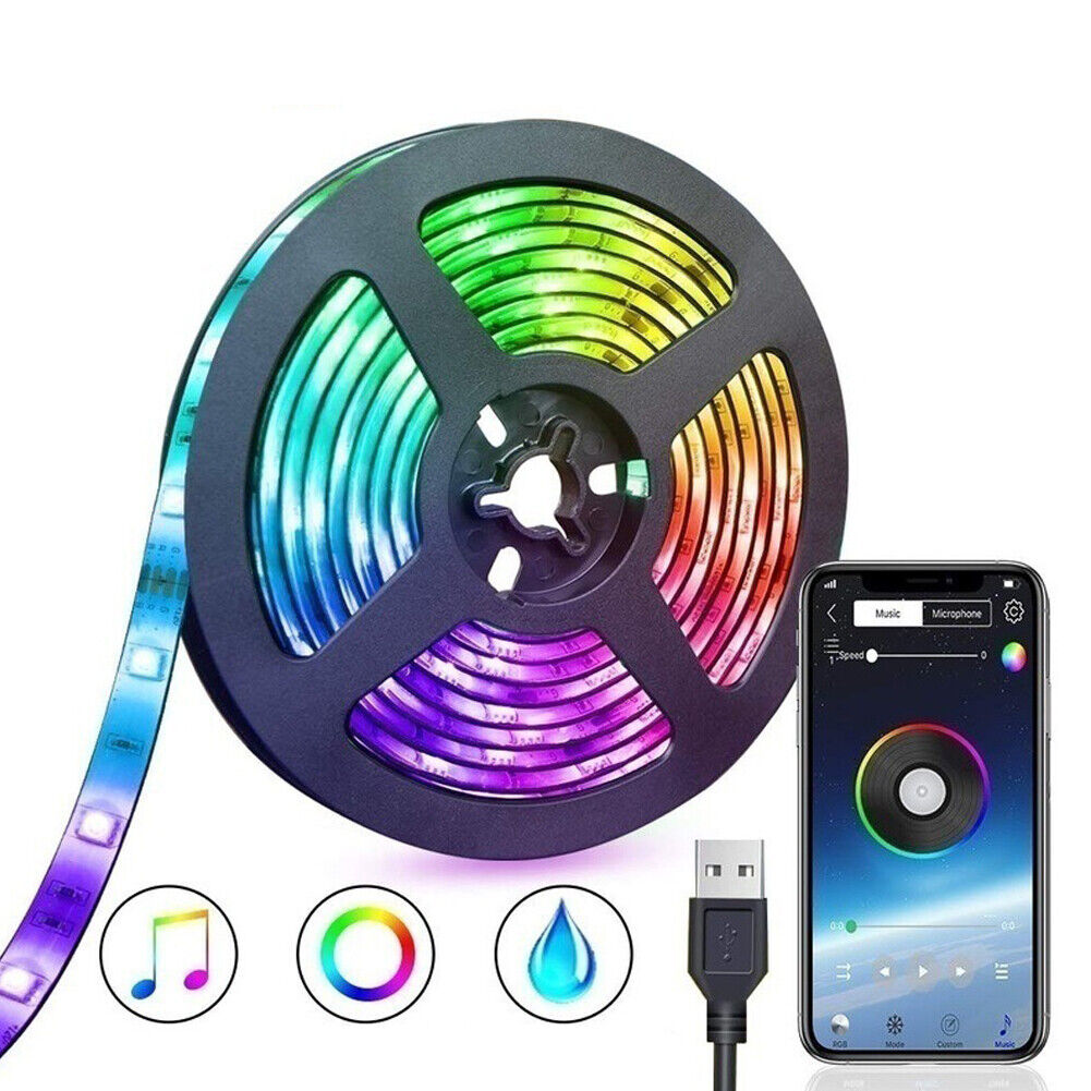 US 10-36 ft LED Strip Lights 5050 RGB Music Sync Bluetooth Room Light