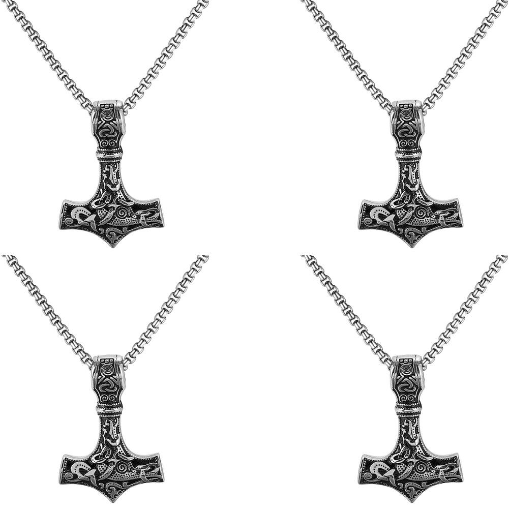 US Men Stainless Steel Norse Viking Thors Hammer Mjolnir Pendant Necklace