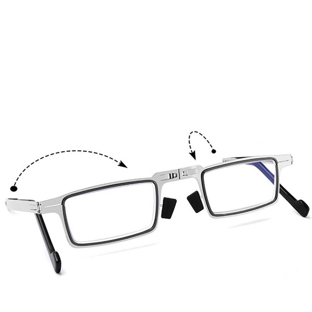 US 2-4Pairs Foldable Light Titanium Material Screwless Anti-Blue Reading Glasses