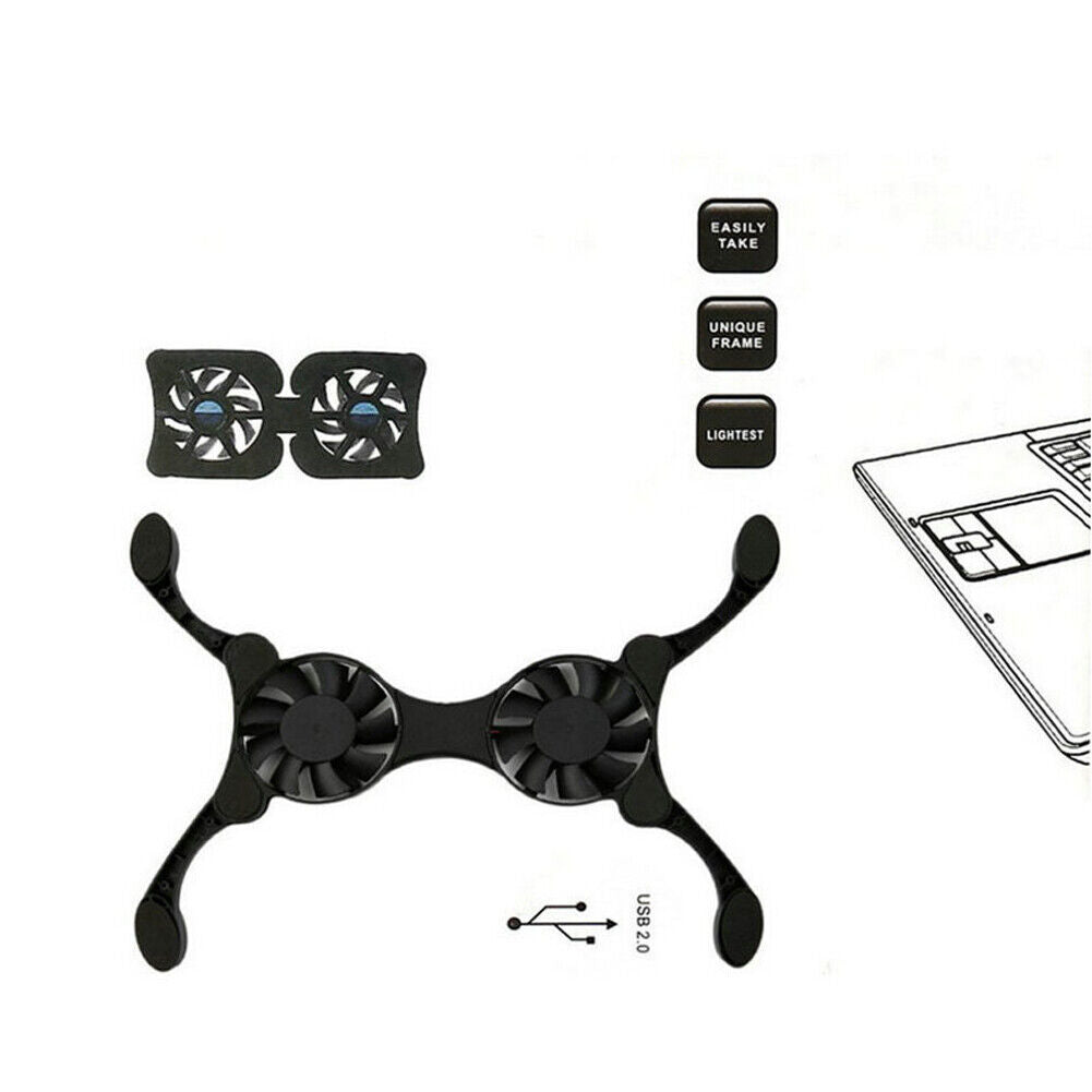 US 2-4 Pc Foldable Dual USB Fan Adjustable for Laptop PC Notebook Quite Cooler