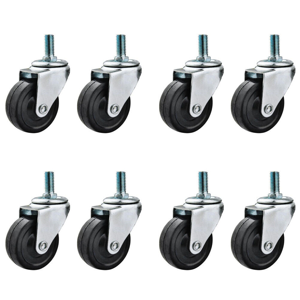 US 8-16 Pc 3 Inch Rubber Casters Heavy Duty Safety Brake Wheel For Shelving Rack