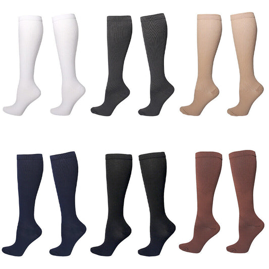 US 6-12Pairs Compression 15-20mmHg Graduated Support Socks Calf Men Women S-XXL