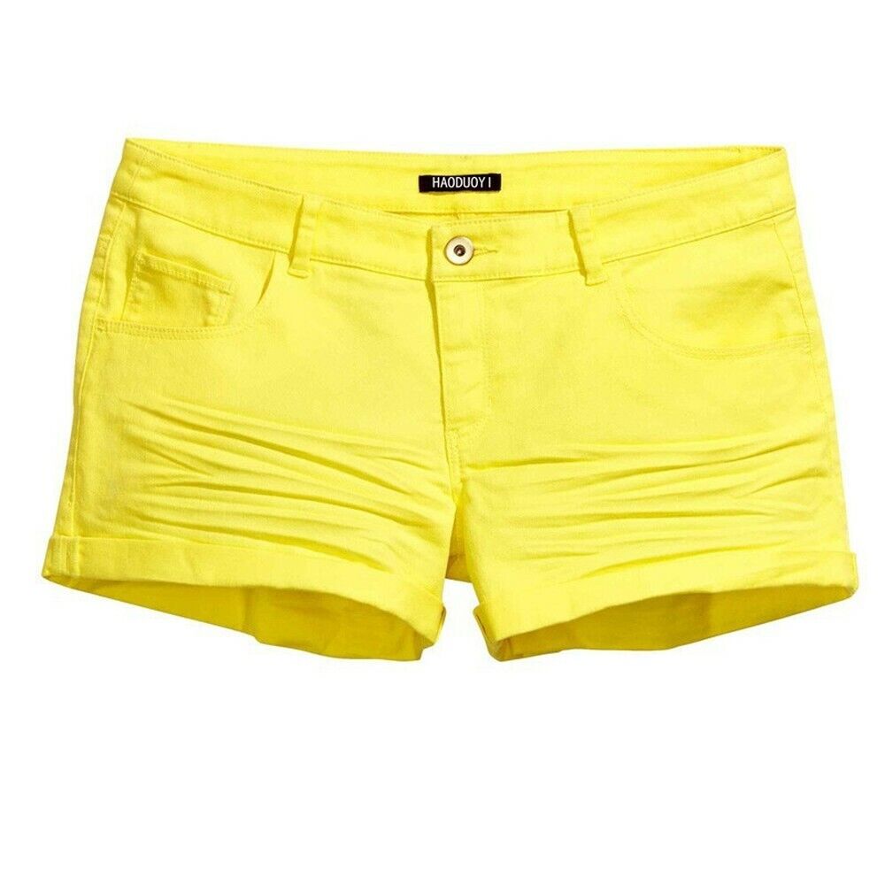 HaoDuoYi Womens Solid Color Fitted Low Waist Casual Hot Shorts