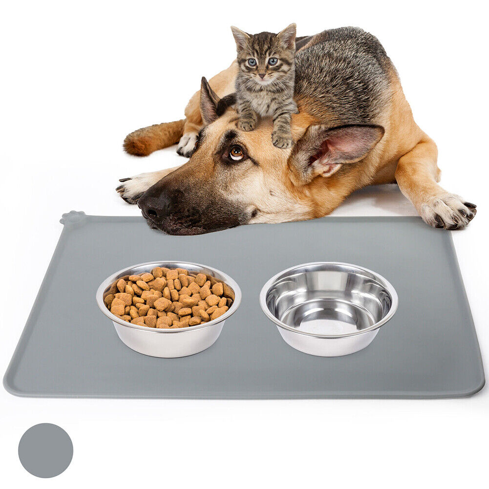 US 2-4 Pcs Silicone Dog Cat Bowl Mat Non-Stick Food Pad Water Cushion Waterproof