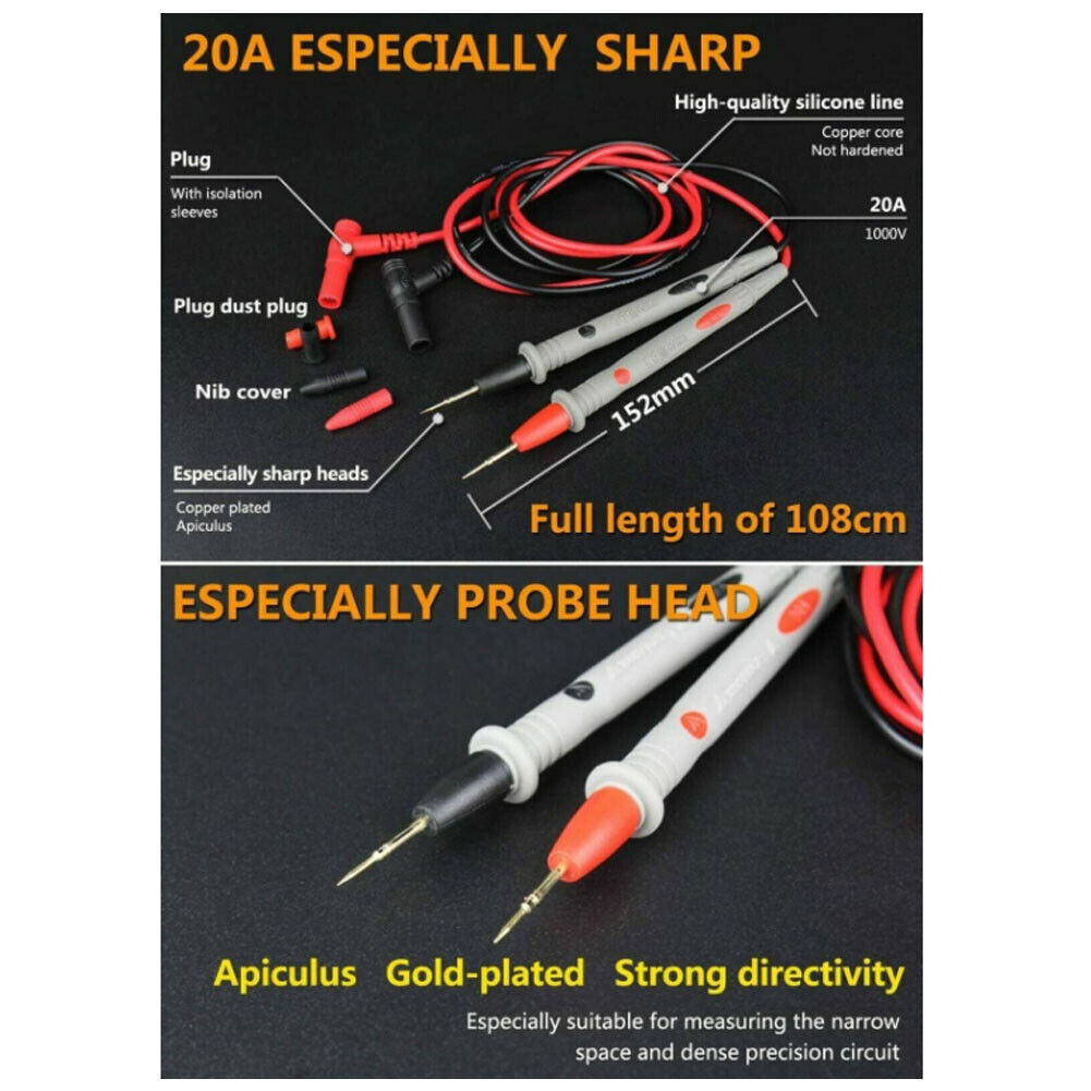 US 2-4 Pack Multimeter Test Leads Kit Test Probes 1000V 20A Silicone Alligator