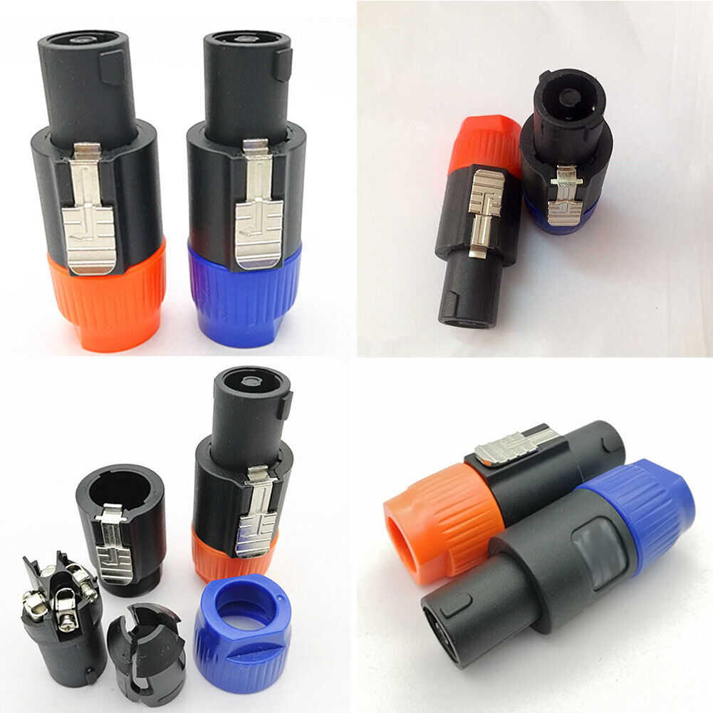 US1-2Pc Cable Adapter Connector Speakon Male Plug 4Pole Audio Speaker(-1+1，-2+2)