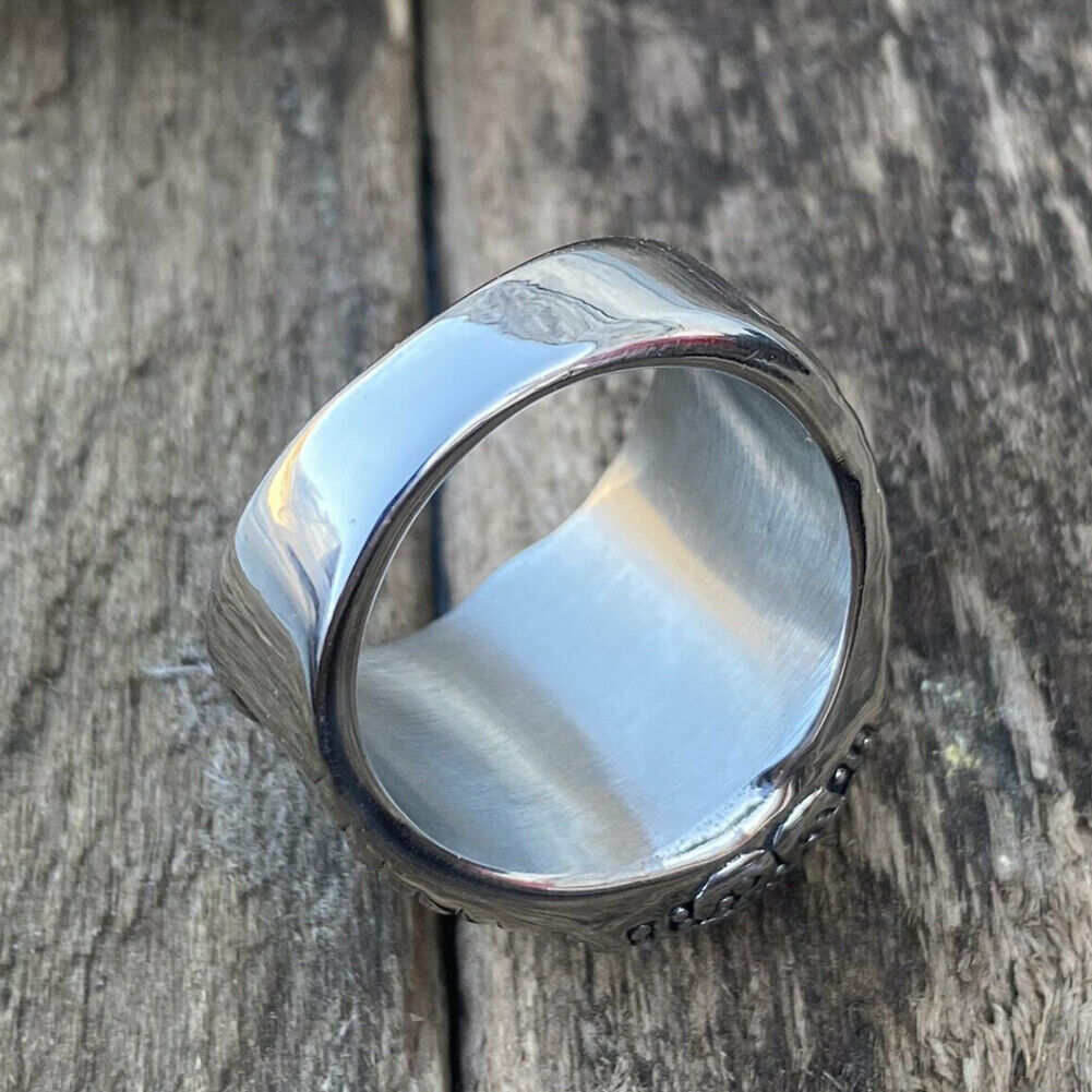 US 2 Pack Stainless Steel Mens Nordic Viking Dragon Vegvisir Compass Ring