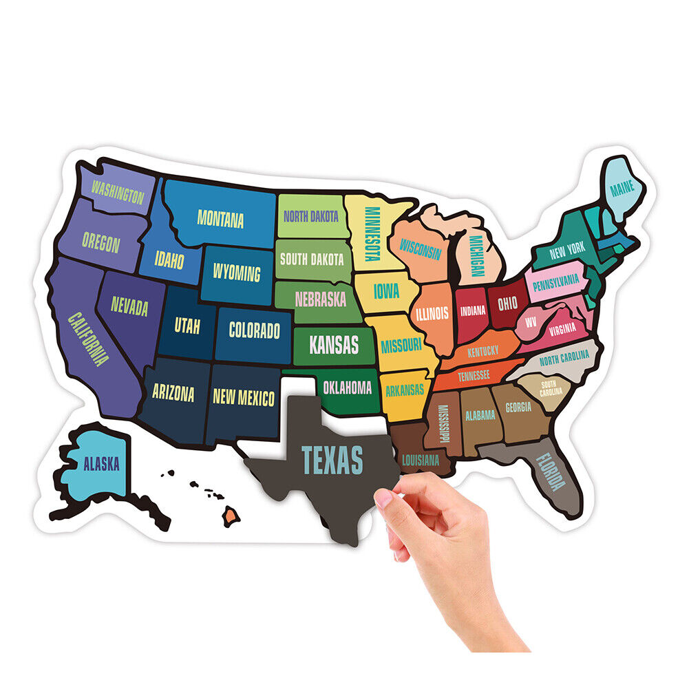 US 1-2Pc RV State Sticker Travel Map 50 USA States Trailer Camper Road Trip