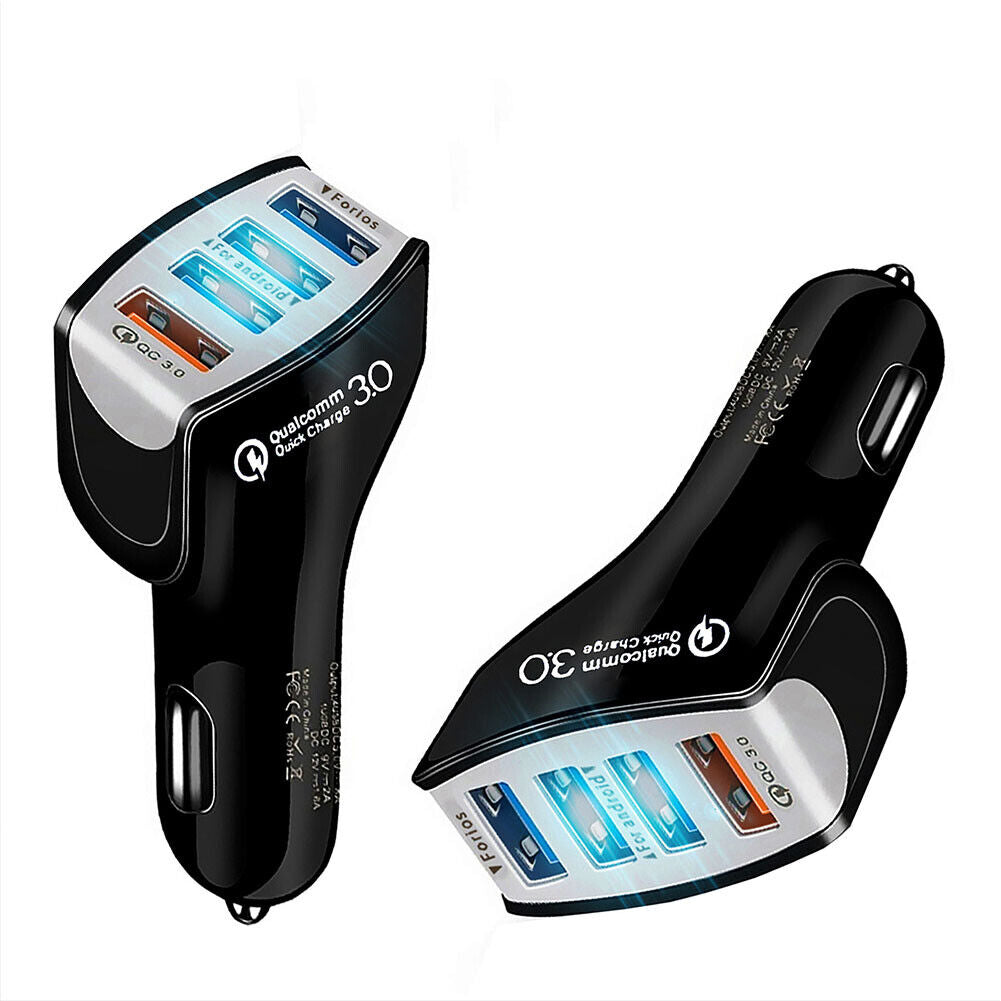 US 2-4 Pack 4-Port 3.0 Super Fast Car Charger PD Adapter for iPhone Android