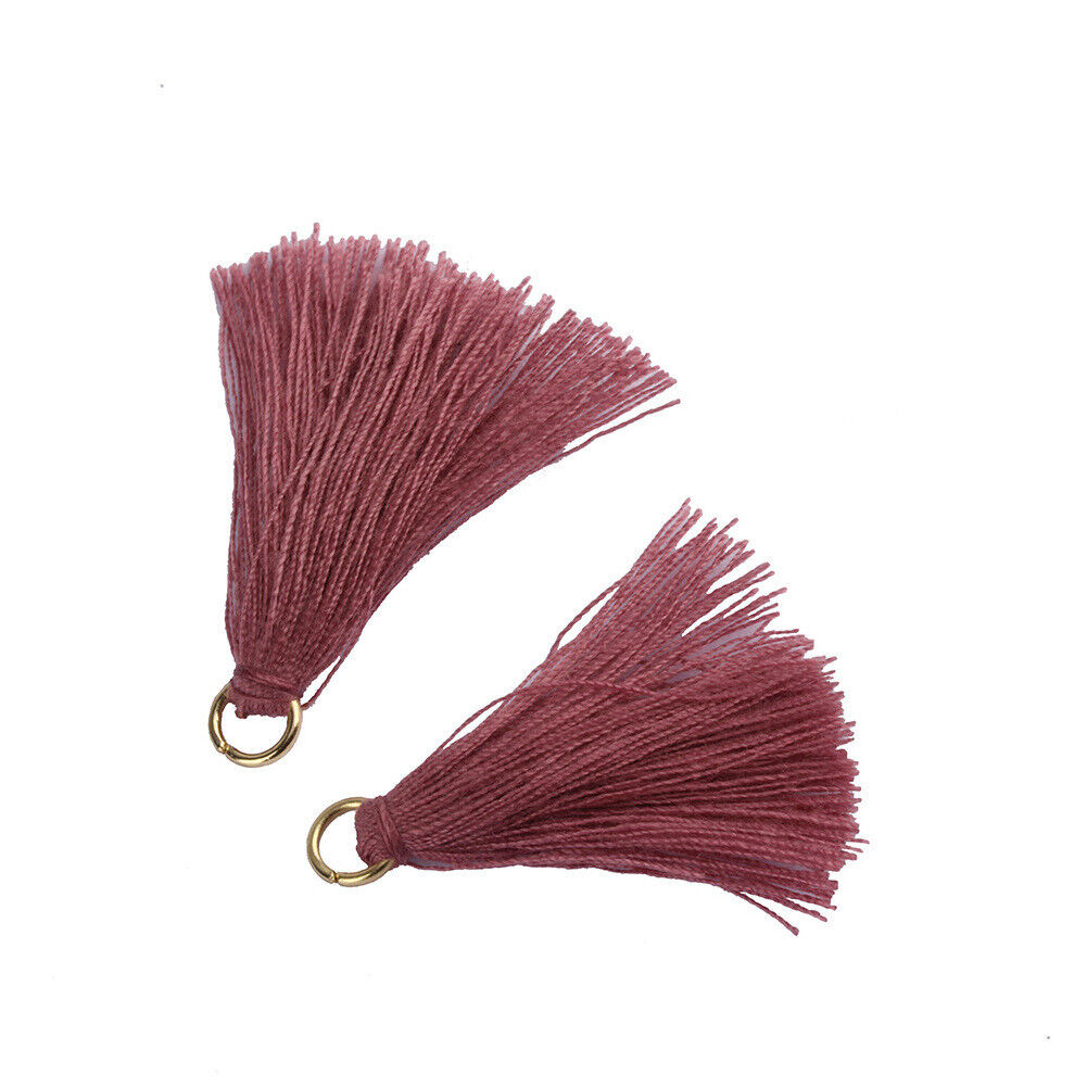 US 100-200Pc Mini Tassels One Inch Threaded Silk Pendants with Ring for Jewelry