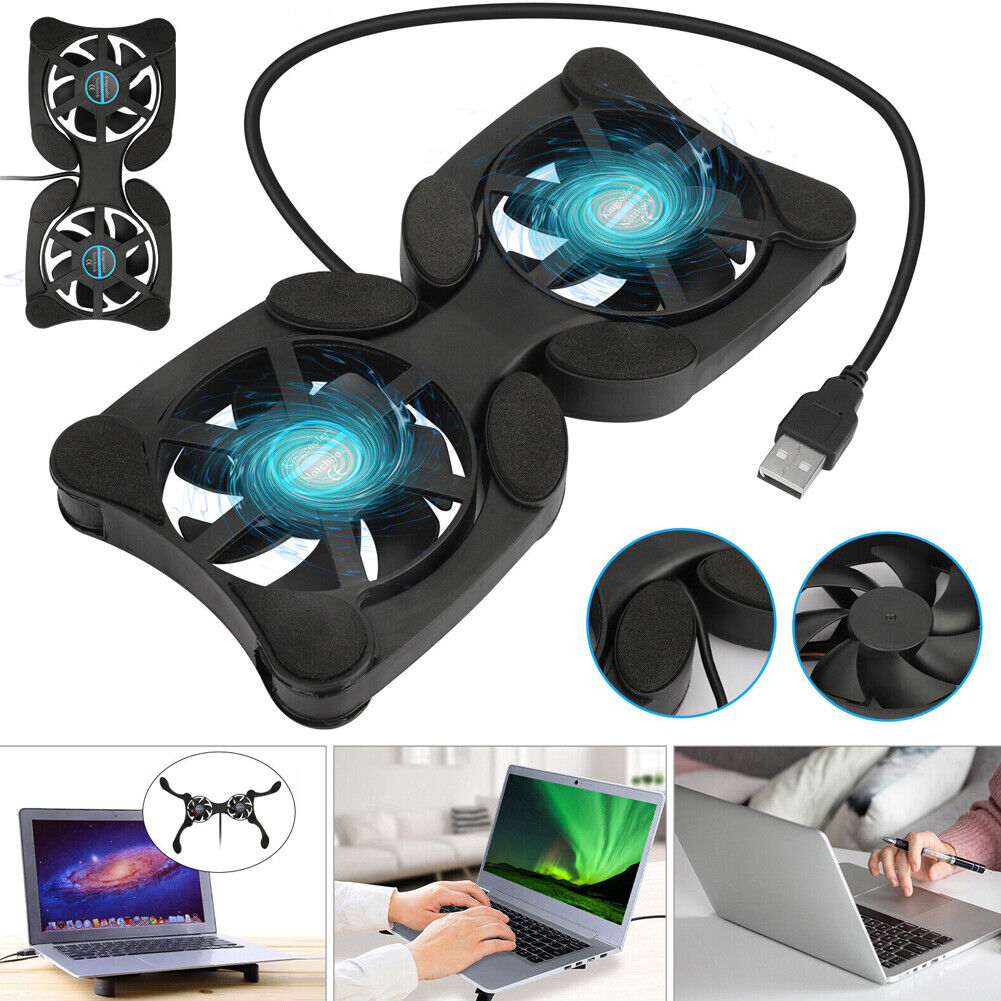 US 2-4 Pc Foldable Dual USB Fan Adjustable for Laptop PC Notebook Quite Cooler