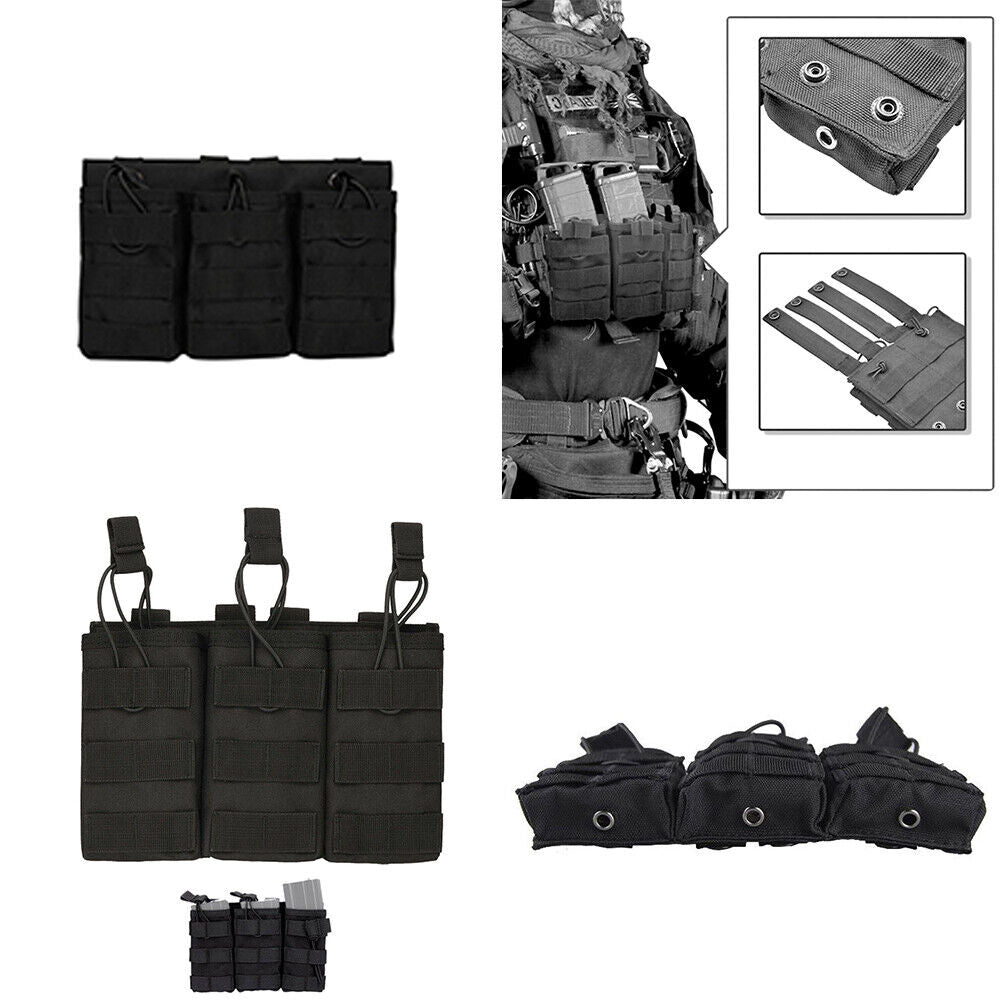 US 2-4 Tactical Molle Triple Magazine Pouch Nylon Open Top 5.56 .223 Rifle Mag