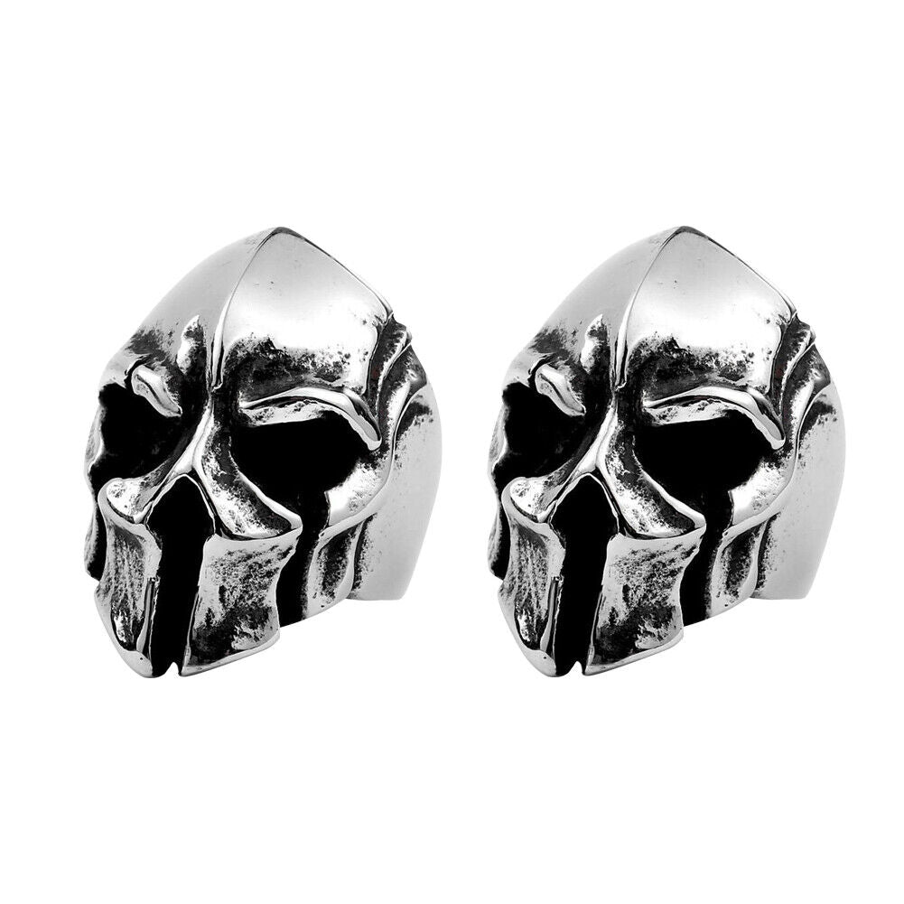 US 2 Pack Biker Gladiator Spartan Helmet Men's Stainless Steel Ring Size 8-12